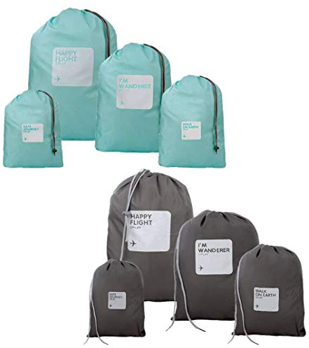 XLKJ 8 Pcs Rangement Valise, Organiseurs de Bagage pour Voyage Sacoches de Rangement pour Bagage Différents Tailles Étanche Sacs de Voyage Rangement pour Vêtements et Chaussures