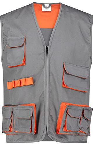 BWOLF Sigma Chaleco de Trabajo para Hombre Gris/Naranja, S