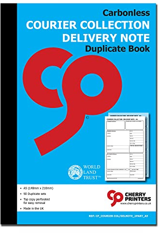 Cherry Carbonless Courier Carnet de notes de livraison en double Format A5 148 mm x 210 mm