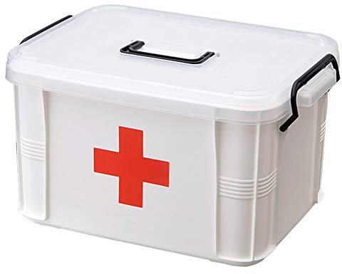 Lseqow Kunststoff-Erste-Hilfe-Kasten, Erste-Hilfe-Set, tragbare Notfallbox, Medizin-Aufbewahrungsbox, Reise-Medizinbox, Handtrage-Medizin-Pillen-Aufbewahrungsbox