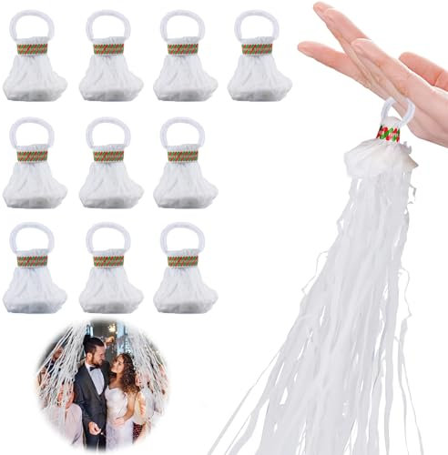 Lancia Stelle Filanti, Darryy 10 Pezzi Compleanno Filanti, Stelle Filanti Matrimonio, Stelle Filanti Capodanno, Stelle Filanti Carnevale, Stelle Filanti per Feste, Facile da Pulire(Bianco)