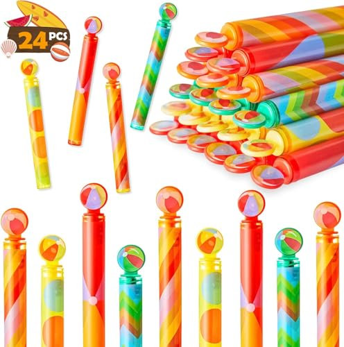 SCIONE 24 Stück Mini Seifenblasen für Kinder - Seifenblasenstäbe mit Drehgriff & Flüssigkeit | Geschenke für Kinder, Geburtstag, Sommerfest, Strand | Für Kindergarten, Schule & Outdoor