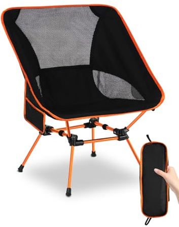 Coyonce Portable Folding Camping Chairs, Ultralight Aluminum Folding Chairs, with 3 Sides Breathable Mesh & Side Pocket, Backpack, for Outdoor Camping, Picnic, Travel, Hiking, 150KG Load Capacity