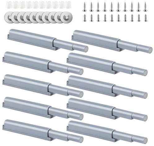 10 Pièces Amortisseur Porte Placard Push to Open Gris Système Push to Open avec Amortisseur Amortisseur de Porte de Cuisine Amortisseur Porte Placard Placards à Monter pour Fermeture Amortie