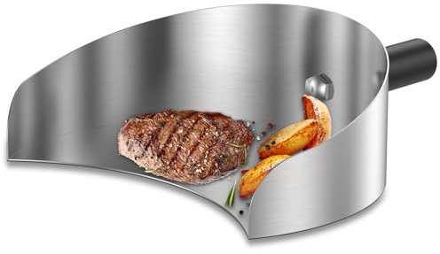 VAVPUP Poêle attrape-viande, 22,5 x 17,5 x 8 cm, pelle gyroscopique pratique en acier inoxydable, tournebroche, poêle à kebab et pelle à kebab pour barbecue (1 pièce)