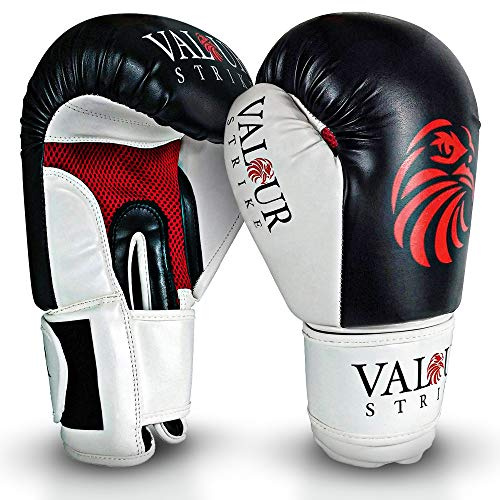 Boxhandschuhe Sparring Pro 113 g – 454 g, für Boxsack-Training, Kampfsport, Muay Thai, Grappling, Kickboxen, Kinder unisex damen Herren, Black, White & Red, 340,2 g (12 oz)