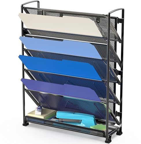 Simple Houseware 6-Tier Wall Mount Document Letter Tray Organizer, Black