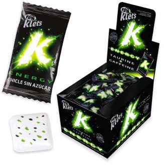 klets ENERGY Chicle sin azúcar - CON TAURINA, CAFEÍNA, NIACINA Y VITAMINAS - 200 unidades