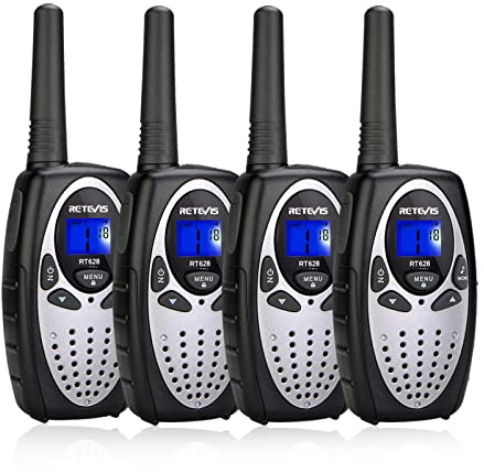 Retevis RT628 Walkie Talkies for Kids 4 Pack, Toys Gifts for 6-12 Year Old Boys Girls, 2 Way Radio with 22 Channels LCD Backlit, Birthday Gifts for Kids Family Outside Camping Hiking (Silvery)