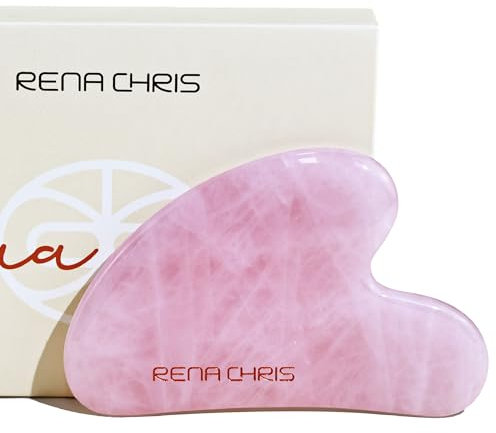 Rena Chris Rosenquarz Gua Sha - Gesicht Gua Sha Stein Für SPA, Akupunktur Therapie & Triggerpunkt Behandlung - Hautpflege Für Frauen & Männer (Rosa)