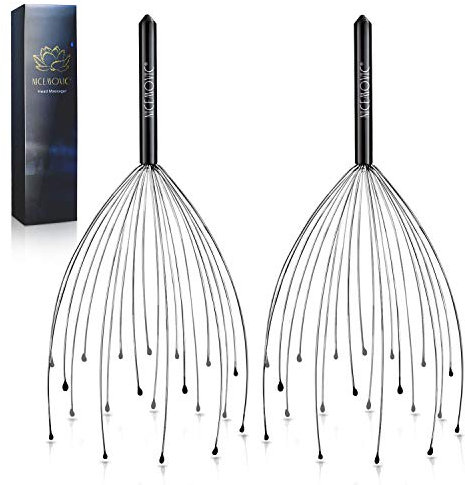 NICEMOVIC 2 Pack Head Scalp Massager, Stocking Fillers Stress Relief Relax Gifts for Women Men Adults, 20 Fingers Scalp Head Scratcher for Hair Stimulation Body Relaxing (Black & Black)