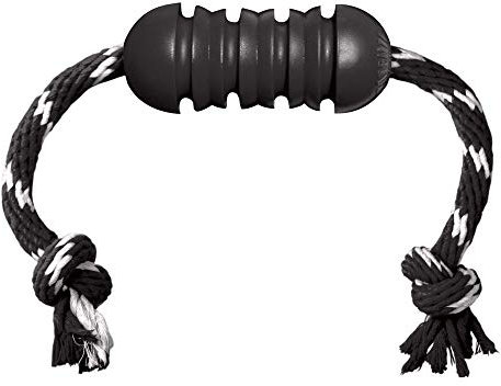 KONG Extreme Dental w/ Rope Dog Toy - Stuffable Natural Rubber Chew Toy For Dental Care - Cleans Teeth & Gums - For Medium Dogs