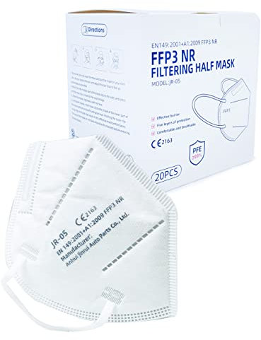 Nationwide Paper FFP3 20x Particulate Respirator Face Mask, 6-Layer High Filtration Capacity Individually Packed in PE Bag Certified EU Directive EN149:2001+A1:2009, CE 0370 (2)