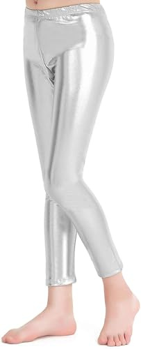 Carnavalife Leggins Niña Brillantes para Niña 4-12 Años, Cintura Elástica y Largo hasta el Tobillo, Mallas para Danza Disco Jazz Baile y Fiesta