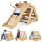 GOPLUS Triángulo de Escalada para Niños con Red de Escalada, Tabla y Escalada, Marco de Escalada de Madera para Interiores y Exteriores, Escalada Triángulo de Escalada (Natural)
