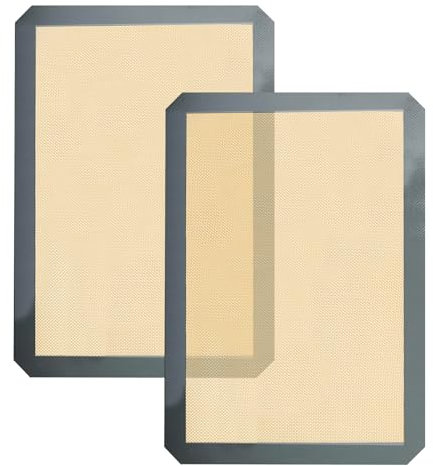 NYGGTYK 2 tappetini da forno in silicone grigio, tappetini da forno in silicone, tappetini da cucina, accessori da forno, tappetini antiaderenti (0,7 x 30 x 40 cm)