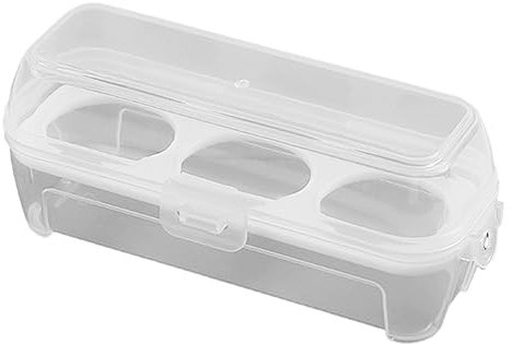 Fiorky Caja de almacenamiento portátil para huevos con 3 rejillas, soporte para huevos, rejillas transparentes, soporte para huevos, contenedor de cocina, contenedor portátil para huevos