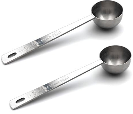 2Pcs 1 Tablespoon Scoops with Long Handle 15 ml Stainless Steel Coffee Measuring Spoon 15ml Measuring Tablespoon for Coffee Milk Fruit Powder Measure Scoop Tablespoons Stainless Steel Teaspoons