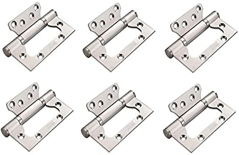 QPWYSH Cerniere, 4 X 3 Cerniere da Incasso da Incasso, Cerniera Non Mortasa per Porta Pesante, Cerniere Spazzolati in Acciaio Inox 304, Argento 6-Pack