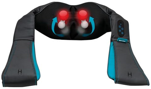 HoMedics Shiatsu Nackenmassagegerät mit Wärme – Kabelloses Tiefengewebs-Massagegerät für Nacken und Schultern, 3 Intensitäten, 4 Massageköpfe und Touch-Bedienfeld – Entspannungsgerät zum Stressabbau