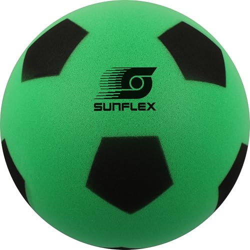 Sunflex Softfußball Grün | Schaumstoff Fußball für Indoor und Outdoor | Softfußball 20cm | Softball für Kinder ab 36 Monaten | Schaumstoffball drinnen und draußen