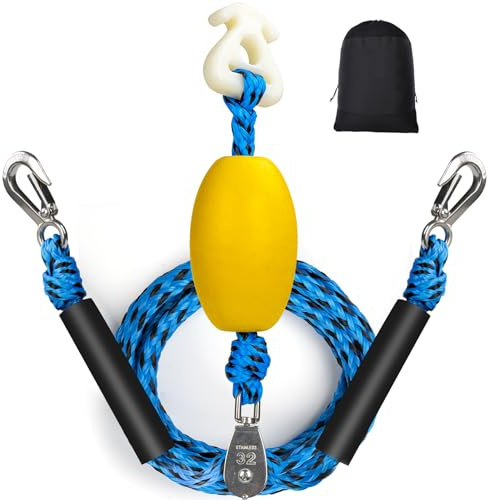 ASVAEVAS Self Centering Boat Tow Harness for Tubing, Boat Tow Rope Harness with Pulley and Large Hooks for Towing 1-4 Riders Towable Tubes, Pulling Water Skiing, Wakeboarding