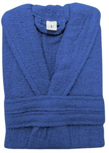 COMERCIAL CANDELA FELPUDOS Y ALFOMBRAS Albornoz de Algodón 450g Unisex para Baño – Suave, Absorbente y Cálido, Disponible en 7 Colores y 5 Tallas con Cinturón y Bolsillos (Azul, XL)