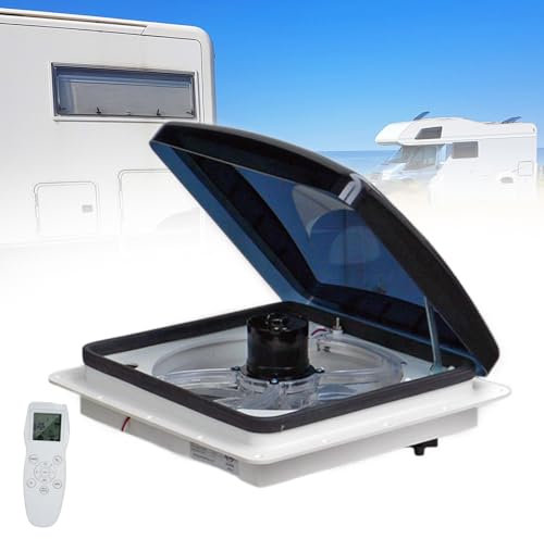 Cplsntaeam Ventilatore da Tetto per Camper, 400x400 mm, 10 Pale, Doppia modalità di Ingresso Aria, con Telecomando, 10 velocità, Ventilatore da soffitto per Camper e roulotte.