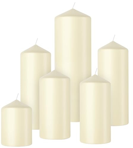 Bolsius Smooth Pillar Candles - Set of 6 - Soft Pearl - Decorative Household Candles - Long Burn Time - Unscented - Natural Plant-Based Wax - Palm Oil Free, Ivory White