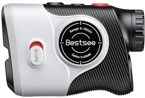 Bestsee Golf Laser Rangefinder 1500Yards - 0.3s FlagLock w/Vibration, 7X Magnification, Red Backlight, 85% Light Transmission Lens, Built-in Magnet Stripe for Golfing/Hunting | Golf Accessories