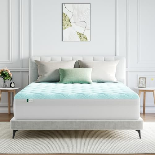 Novilla Surmatelas Confort 140x190cm, Tissu Doux et Agréable pour la Peau, Air-Layer à Trois Couches Respirant, Rembourrage en Fibres Douces, Bord Élastique 30 cm, Lavable, Bleu