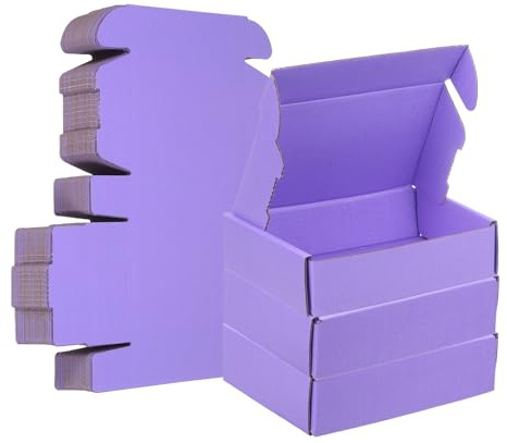 PATIKIL 15 x 11 x 4 cm fraktlådor, 30-pack färg korrugerad kartonglåda söta kartonglådor litteratur brevpapper för postförpackning småföretag presentförvaring, lila