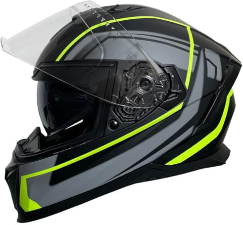 Integralhelm Helm Motorradhelm RALLOX 69-G neon gelb grün schwarz matt Größe S mit Sonnenvisier