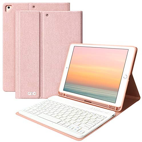 aMZCaSE Teclado con iPad 10.2 9a 2021,iPad 8th 2020 y 7th 2019,Funda con Teclado Español para iPad Air 3 10.5 2019/iPad Pro 10.5 2017 con Ranura de Lápiz Teclado Español Bluetooth Desmontable