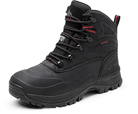 NORTIV 8 Stivali Uomo da Neve Invernali Caldo Stivali Invernali Impermeabili da Trekking All'aperto,Size 47,Nero,A0014