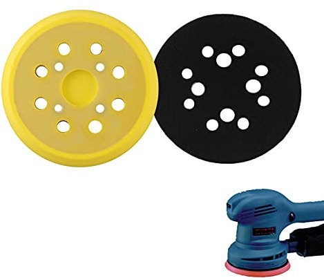 1 Pezzi 125 mm Platorello abrasivo per smerigliatrice orbitale a 8 fori platorello rotondo,platorello per levigatrice smerigliatrice trapano, Accessorio per levigatrici rotoorbitali(Giallo)