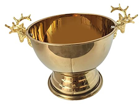 Baoblaze Ice Bucket Portable Double Deer Head Beer Champagne Bowl for Outdoor Activities Bar, Golden