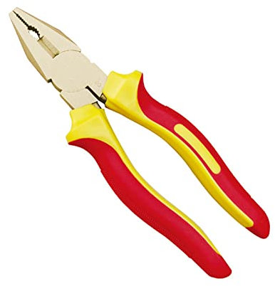 WEDO Alicates de lineman para electricista VDE sin chispas, aislados de 1000 V, combinados, a prueba de explosiones, alicates combinados con mango antideslizante, bronce de aluminio, 8 pulgadas