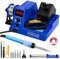 100W Digital Display Soldering Iron Station Kit with 5 Soldering Tips,Tweezers, Desoldering Pump, Solder Sucker, Auto Sleep, Screwdriver, Stripping Pliers, Stripping Tape, Sponge