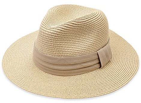 DRESHOW Mujeres Sombrero de Panamá Sombreros de Paja Sombrero de Verano Sombrero de Playa Fedora Sombrero