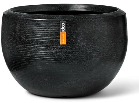 Capi Europe - Gefäß Kugel Arc Granite - 67x45 - Schwarz - Blumentopf für den Innen- und Außenbereich - Bruchfest - 100% recycelbar NBLS8051