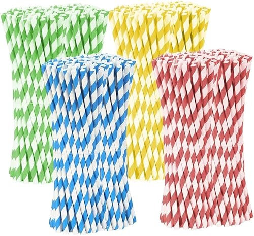 Cannucce di carta, 500 pezzi di cannucce di carta colorate, cannucce di carta per bere, biodegradabili, per feste, matrimoni e occasioni, cannucce per feste