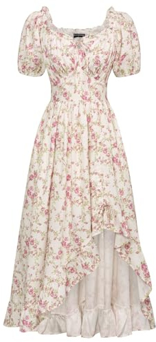 Scarlet Darkness Cottagecore Floral Dress Off Shoulder Dresses for Women Summer Casual Corset Sundress Pink Flower XL