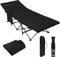 ALPIDEX Campingbett Feldbett bis 200 kg Seitentasche Bequem Auflage Weich Gepolstert Klappbar Faltbar Gästebett Liege Camping Garten, Farbe:Black
