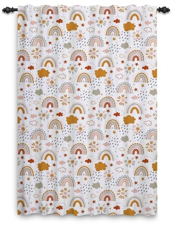 ggaimwf Cortinas arcoíris con Pliegues Tipo lápiz Nubes de Sol Estilo Hobo Cortinas arcoíris Dormitorio Infantil Tratamiento de Ventana Sala de Estar guardería cafetería Cortina 132x214cm 1 Panel