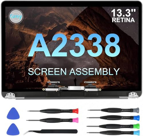 Ersatzbildschirm 13,3 Zoll für MacBook Pro 13 Zoll A2338 Retina M1 2020 Jahr (Modell: EMC 3578 EMC 8162 MYD83 MYD92 MYDA2 MYDC2 MNEQ3 MNEP3 MNEJ3) Full LCD Screen Display Assembly (Space Grey)