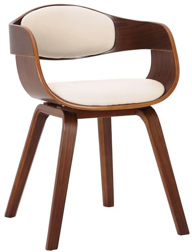 il genio online Sedia Visitatore Kingston In Similpelle I Sedia Rétro Con Braccioli 4 Gambe Imbottita I Sedia Pranzo In Legno I Sedia Conferenza (NOCE-CREMA)
