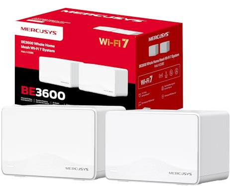Mercusys TP-Link Halo H25BE Mesh Wi-Fi 7 BE3600Mbps Dual-Band, 3 Porte WAN/LAN Gigabit, Coperti fino a 460m2, 4K-QAM, MLO, Multi-RUs, Controllo da APP, 2pz