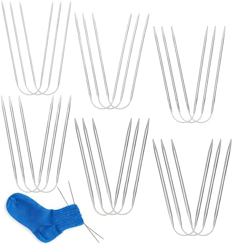 18Pcs Stainless Steel Circular Knitting Needles Set, 2-4.5mm Double Pointed for Scarf Shawl Socks Hats Gloves, Ideal for Beginners