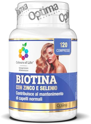 Biotina Capelli, Integratore alimentare con Zinco e Selenio, Crescita e Rinforzo Capelli, Unghie e Pelle, Alto dosaggio, 2 mesi di trattamento, 120 compresse Colours of Life